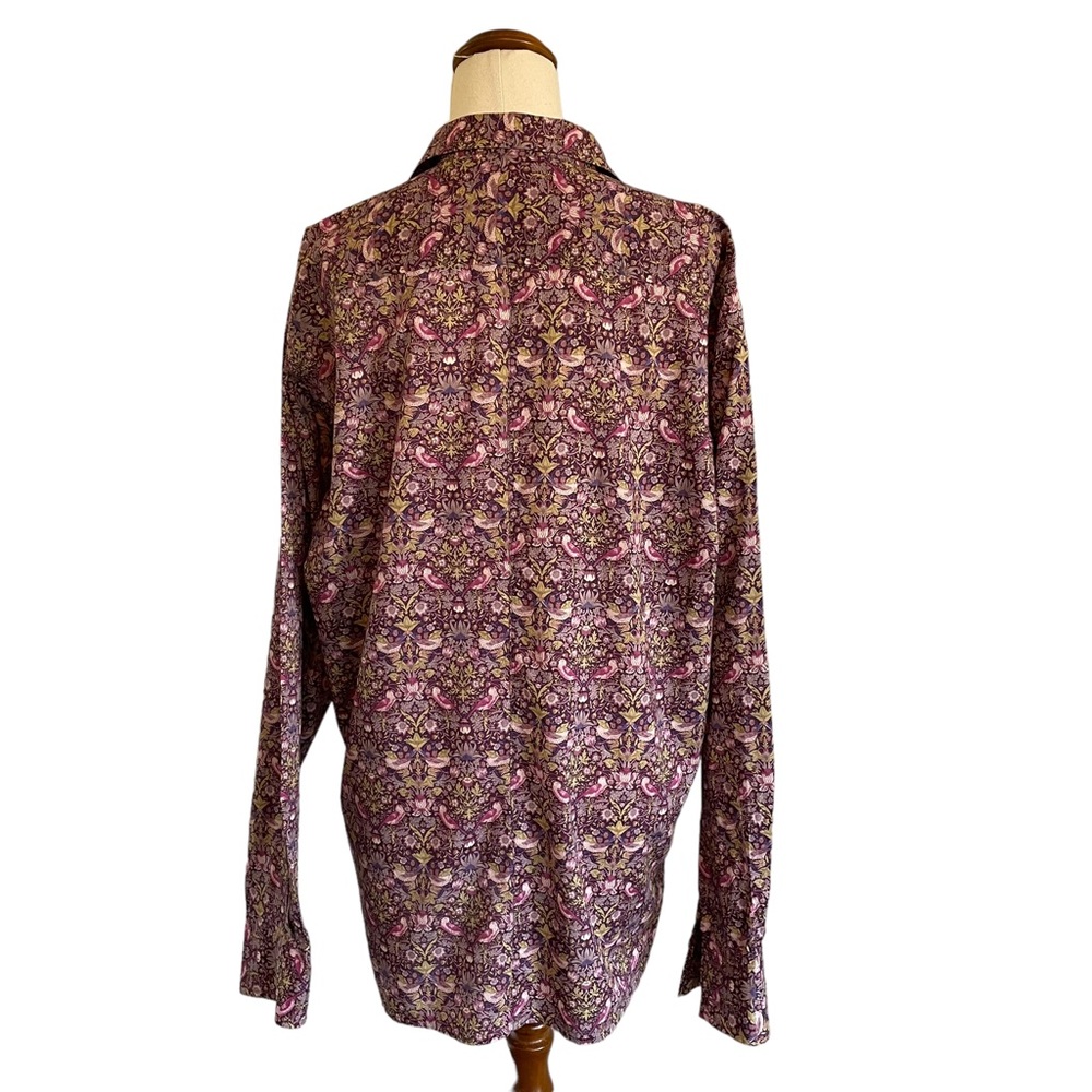 HOLLAND ESQUIRE Sz L Bird and flowers design 100% cotton button down shirt - Picture 8 of 12